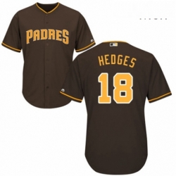 Mens Majestic San Diego Padres 18 Austin Hedges Replica Brown Alternate Cool Base MLB Jersey 
