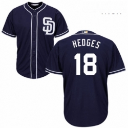 Mens Majestic San Diego Padres 18 Austin Hedges Replica Navy Blue Alternate 1 Cool Base MLB Jersey 