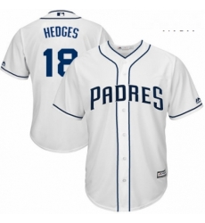 Mens Majestic San Diego Padres 18 Austin Hedges Replica White Home Cool Base MLB Jersey 