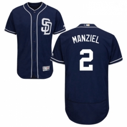 Mens Majestic San Diego Padres 2 Johnny Manziel Navy Blue Alternate Flex Base Authentic Collection MLB Jersey