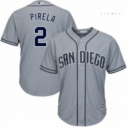 Mens Majestic San Diego Padres 2 Jose Pirela Replica Grey Road Cool Base MLB Jersey 
