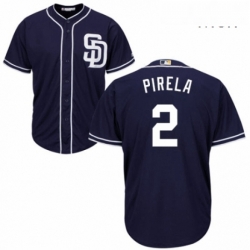 Mens Majestic San Diego Padres 2 Jose Pirela Replica Navy Blue Alternate 1 Cool Base MLB Jersey 