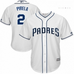 Mens Majestic San Diego Padres 2 Jose Pirela Replica White Home Cool Base MLB Jersey 