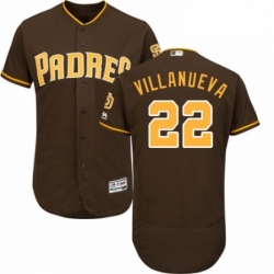 Mens Majestic San Diego Padres 22 Christian Villanueva Brown Alternate Flex Base Authentic Collection MLB Jersey