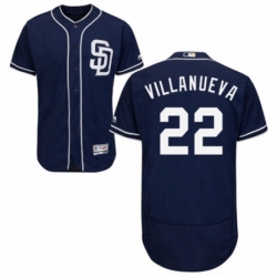 Mens Majestic San Diego Padres 22 Christian Villanueva Navy Blue Alternate Flex Base Authentic Collection MLB Jersey