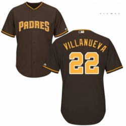 Mens Majestic San Diego Padres 22 Christian Villanueva Replica Brown Alternate Cool Base MLB Jersey 
