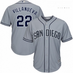 Mens Majestic San Diego Padres 22 Christian Villanueva Replica Grey Road Cool Base MLB Jersey 