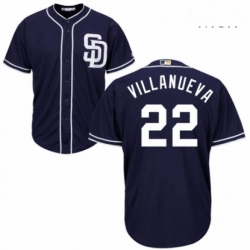 Mens Majestic San Diego Padres 22 Christian Villanueva Replica Navy Blue Alternate 1 Cool Base MLB Jersey 
