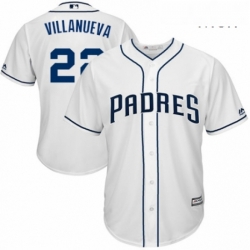 Mens Majestic San Diego Padres 22 Christian Villanueva Replica White Home Cool Base MLB Jersey 
