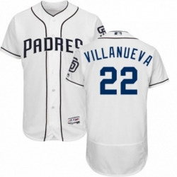 Mens Majestic San Diego Padres 22 Christian Villanueva White Home Flex Base Authentic Collection MLB Jersey