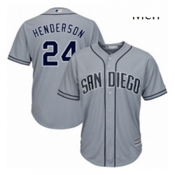 Mens Majestic San Diego Padres 24 Rickey Henderson Authentic Grey Road Cool Base MLB Jersey