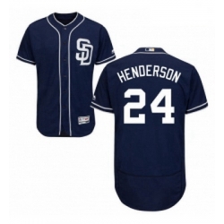 Mens Majestic San Diego Padres 24 Rickey Henderson Navy Blue Alternate Flex Base Authentic Collection MLB Jersey