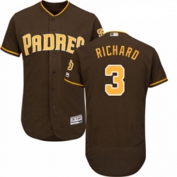 Mens Majestic San Diego Padres 3 Clayton Richard Brown Alternate Flex Base Authentic Collection MLB Jersey 