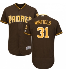 Mens Majestic San Diego Padres 31 Dave Winfield Brown Alternate Flex Base Authentic Collection MLB Jersey