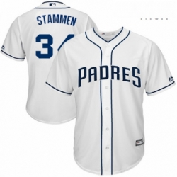Mens Majestic San Diego Padres 34 Craig Stammen Replica White Home Cool Base MLB Jersey 