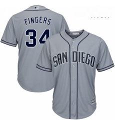 Mens Majestic San Diego Padres 34 Rollie Fingers Authentic Grey Road Cool Base MLB Jersey