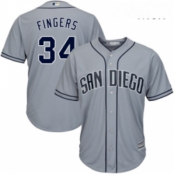 Mens Majestic San Diego Padres 34 Rollie Fingers Replica Grey Road Cool Base MLB Jersey