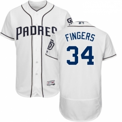 Mens Majestic San Diego Padres 34 Rollie Fingers White Home Flex Base Authentic Collection MLB Jersey