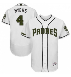 Mens Majestic San Diego Padres 4 Wil Myers White Memorial Day Authentic Collection Flex Base MLB Jersey