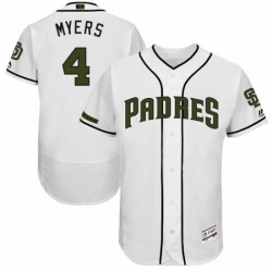Mens Majestic San Diego Padres 4 Wil Myers White Memorial Day Authentic Collection Flex Base MLB Jersey