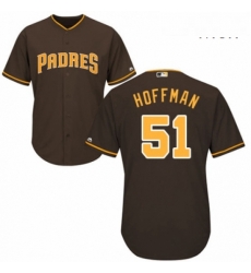 Mens Majestic San Diego Padres 51 Trevor Hoffman Replica Brown Alternate Cool Base MLB Jersey 