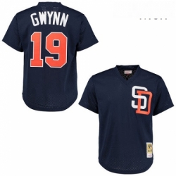 Mens Mitchell and Ness 1996 San Diego Padres 19 Tony Gwynn Authentic Navy Blue Throwback MLB Jersey