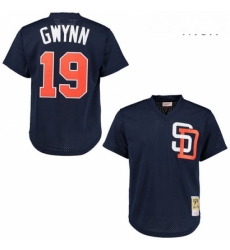 Mens Mitchell and Ness 1996 San Diego Padres 19 Tony Gwynn Replica Navy Blue Throwback MLB Jersey