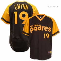 Mens Mitchell and Ness San Diego Padres 19 Tony Gwynn Authentic Brown Throwback MLB Jersey