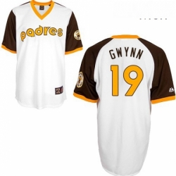 Mens Mitchell and Ness San Diego Padres 19 Tony Gwynn Authentic White Throwback MLB Jersey