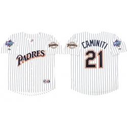 Men's San Diego Padres #21 Ken Caminiti White 1998 World Series Cool Base Stitched Jersey