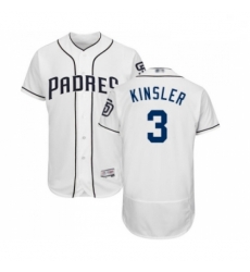 Mens San Diego Padres 3 Ian Kinsler White Home Flex Base Authentic Collection Baseball Jersey