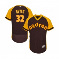 Mens San Diego Padres 32 Franmil Reyes Brown Alternate Cooperstown Authentic Collection MLB Jersey Flex Base Ba