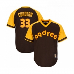 Mens San Diego Padres 33 Franchy Cordero Replica Brown Alternate Cooperstown Cool Base Baseball Jersey 