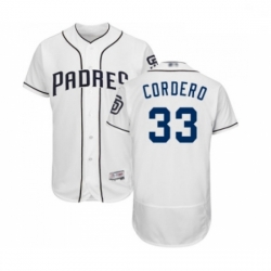 Mens San Diego Padres 33 Franchy Cordero White Home Flex Base Authentic Collection Baseball Jersey