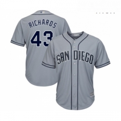 Mens San Diego Padres 43 Garrett Richards Replica Grey Road Cool Base Baseball Jersey 