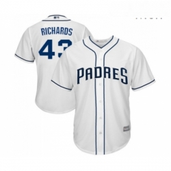 Mens San Diego Padres 43 Garrett Richards Replica White Home Cool Base Baseball Jersey 