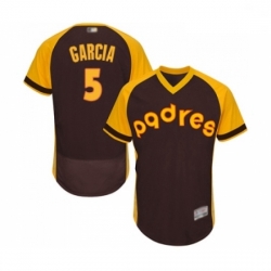 Mens San Diego Padres 5 Greg Garcia Brown Alternate Cooperstown Authentic Collection MLB Jersey Flex Base Baseb
