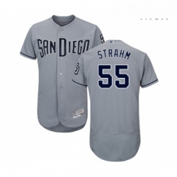 Mens San Diego Padres 55 Matt Strahm Authentic Grey Road Cool Base Baseball Jersey 