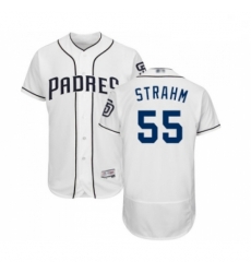 Mens San Diego Padres 55 Matt Strahm White Home Flex Base Authentic Collection Baseball Jersey