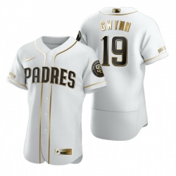 San Diego Padres 19 Tony Gwynn White Nike Mens Authentic Golden Edition MLB Jersey