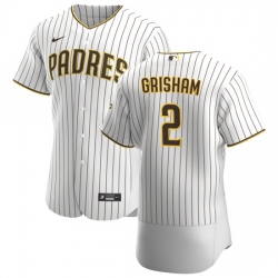 San Diego Padres 2 Trent Grisham Men Nike White Brown Home 2020 Authentic Player Jersey