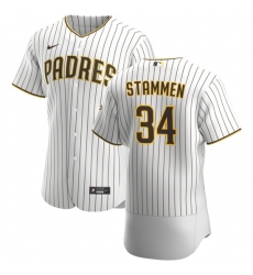 San Diego Padres 34 Craig Stammen Men Nike White Brown Home 2020 Authentic Player Jersey