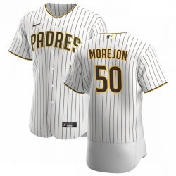 San Diego Padres 50 Adrian Morejon Men Nike White Brown Home 2020 Authentic Player Jersey