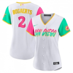 Women San Diego Padres 2 Xander Bogaerts 2022 White City Connect Stitched Baseball Jersey