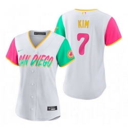 Women San Diego Padres 7 Ha Seong Kim 2022 White City Connect Cool Base Stitched Baseball Jersey 