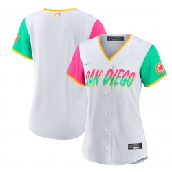 Women San Diego Padres Blank 2022 White City Connect Cool Base Stitched Baseball Jersey 