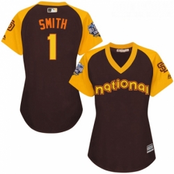 Womens Majestic San Diego Padres 1 Ozzie Smith Authentic Brown 2016 All Star National League BP Cool Base Cool Base MLB Jersey
