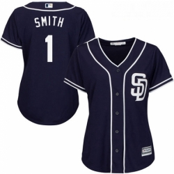 Womens Majestic San Diego Padres 1 Ozzie Smith Authentic Navy Blue Alternate 1 Cool Base MLB Jersey