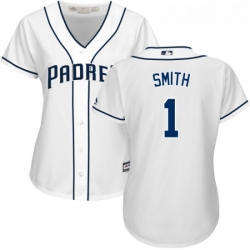 Womens Majestic San Diego Padres 1 Ozzie Smith Replica White Home Cool Base MLB Jersey