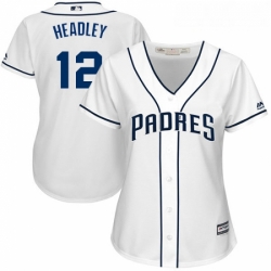 Womens Majestic San Diego Padres 12 Chase Headley Authentic White Home Cool Base MLB Jersey 